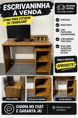 Mesa escrivaninha para jogos ou estudos, nunca foi desmontada