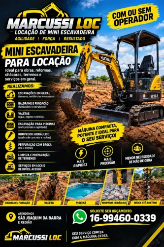 Serviço mini escavadeira