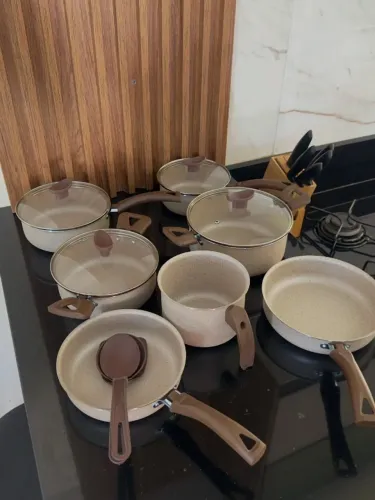 Jogo de Panelas Imperial 10 Peças Antiaderente Cappuccino Novo