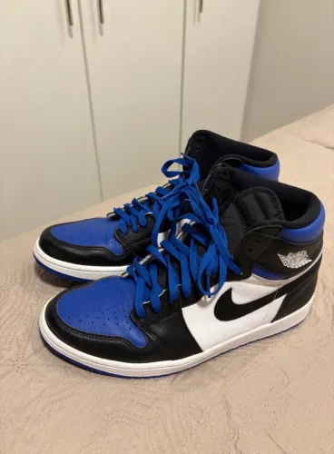 Tênis Air Jordan 1 High White Royal Toe