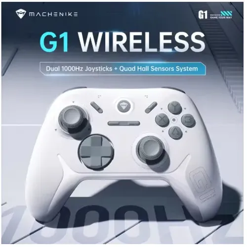 Controle Gamer Sem Fio Machenike G1 Hall Effect 1000hz Branco