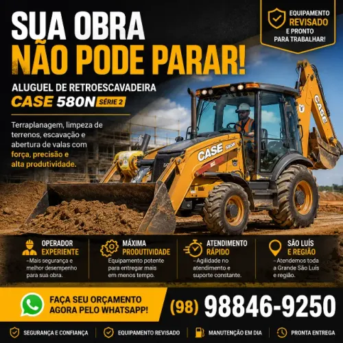 Aluguel de Retroescavadeira | Terraplanagem, Limpeza de Terrenos e Escavação