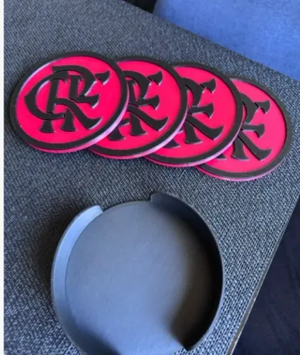 Kit 4 Porta Copos Flamengo Com Suporte - Impressão 3D