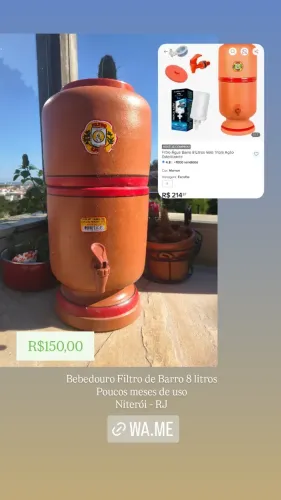 Filtro de barro 8 litros seminovo