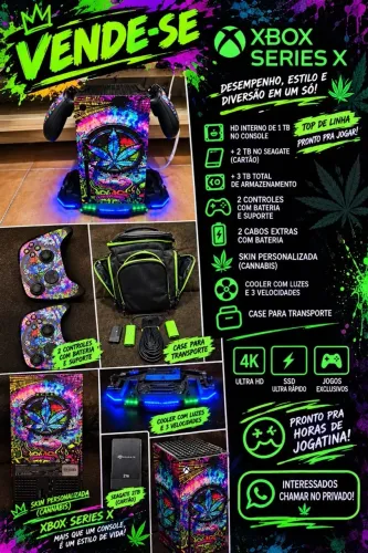 Xbox Séries X 3Tb com skin 2 controles e case