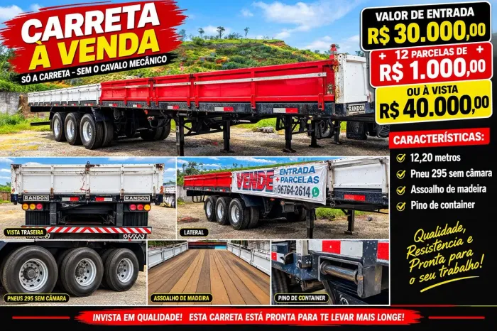 Vendo Excelente Carreta Randon Carga Seca com Pino de Container