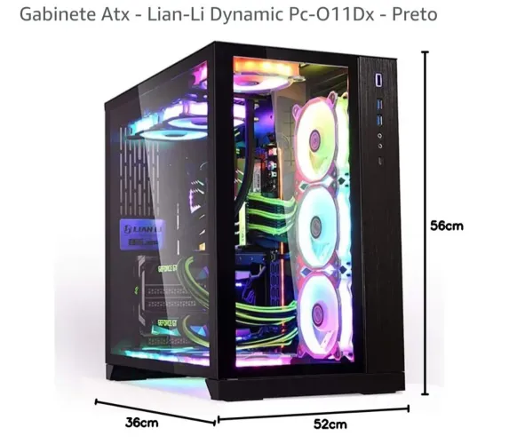 Gabinete Aquário ATX - Lian-Li Dynamic Pc-O11Dx - Preto