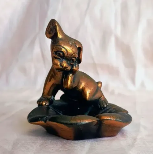 porta jóias velas cachorrinho metal e resina antigo antiquario bibelô decoração miniatura