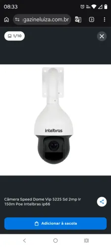 Câmera Speed Dome Vip 5225 Sd 2mp Ir 150m Poe Intelbras ip66