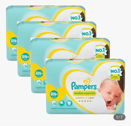 Kit fralda Pampers Premium Care RN+