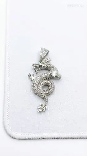 Pingente Dragão em Prata 925 Cravejado - Alto Brilho