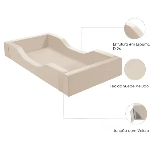 Cama Espuma Montessoriana Infantil com Laterais de Proteção Espumada e Colchão 150x70cm