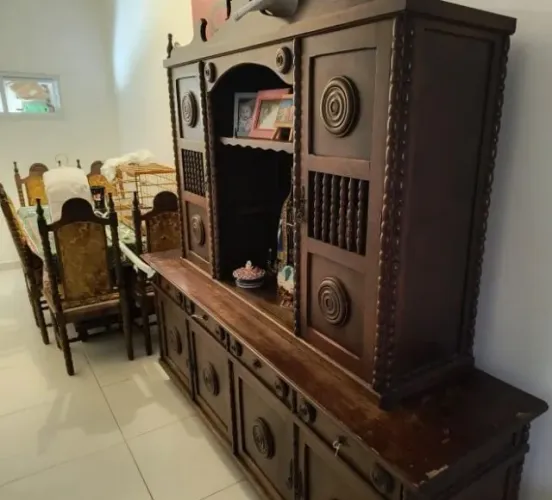 Moveis antigo madeira maciça mogno, para reforma, mesa e armário