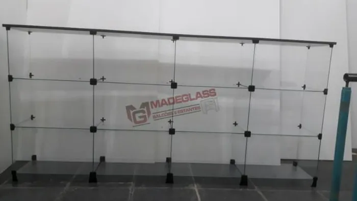 Balcão Vitrine de Vidro com Tampo de Madeira em 12x sem juros no cartã de crédito