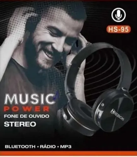 Fone De Ouvido Music Power Sem Fio Bluetooth Rádio Mp3