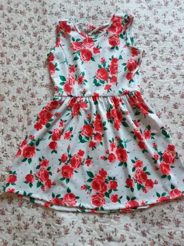 Vestido Infantil Estampado Rosas ( Novo )