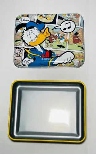 Pato Donald caixa metal japonesa 10 cm x 8 cm x 2,5 cm p/ fãs Disney Quadrinhos Culturama