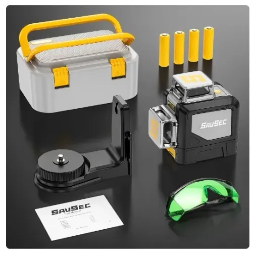 Nível Laser Verde Savsec 8 Linhas 360° Com Estojo Rígido