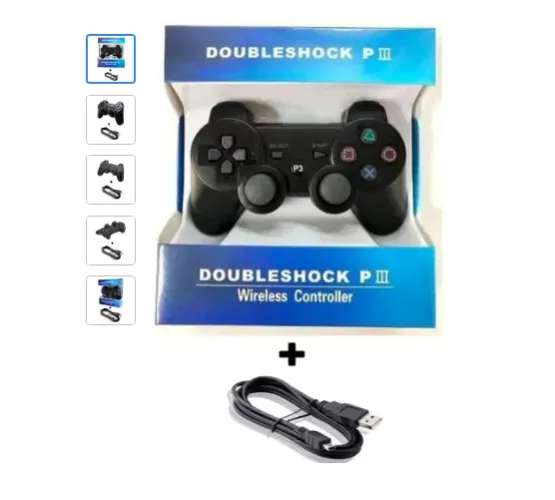 Controle Ps3 Compatível Dual Shock Wirelless Cabo Cor Preto