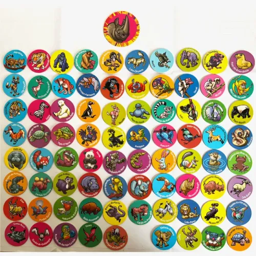 01 Zapão + 79 Zaps/Tazos Ping Pong da Série Animais em Extinção