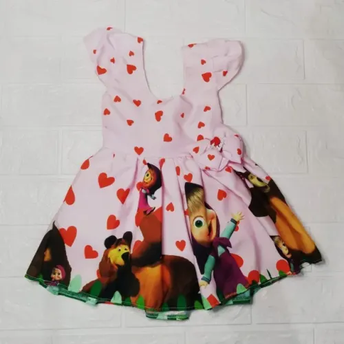 Vestido Rodadoo Personagem Masha E O Urso Infantil Veste 1 E 2 Anos