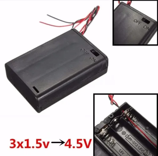 Suporte Para Pilhas Aa Com Tampa + Botão On/off - 3 Slot Arduino Automação COD-CP116