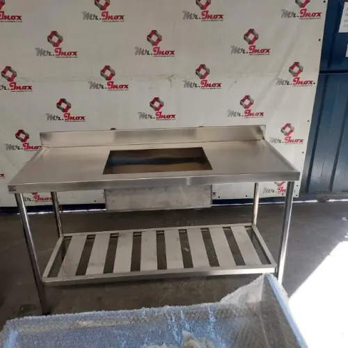Bancada em aço inox com bojo cuba grande para laboratório a fabricar