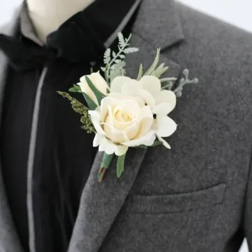 Lapela Noivo Arranjo Flor - Broche Noivo Casamento
