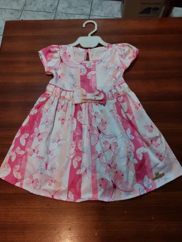 Vestido Infantil com Estampa de Borboletas - 1 ano