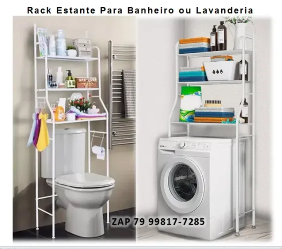 Rack Estante com 3 Prateleira Organizador Banheiro ou Lavanderia