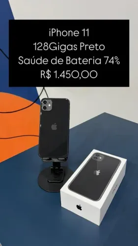 IPhone 11 128GB Preto Saúde de bateria 74% Impecável | Loja Física |