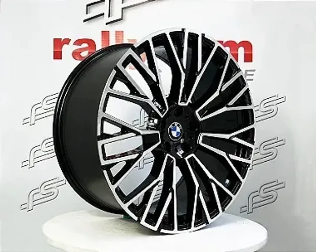 Jogo de Roda Bmw X-7 Preto Borda DIamantada 5x120 - 22x9,5 e 22x10,5 Offset 40 (Nv)