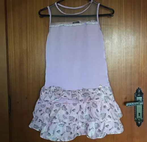 Vestido Infantil Rosê com Transparência 