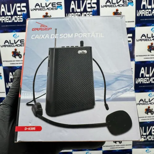 Microfone amplificador de voz com caixa som e fm professor palestra 