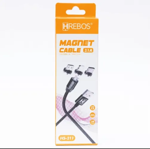 Cabo Magnético 3 em 1 para Celular - HREBOS HS-211