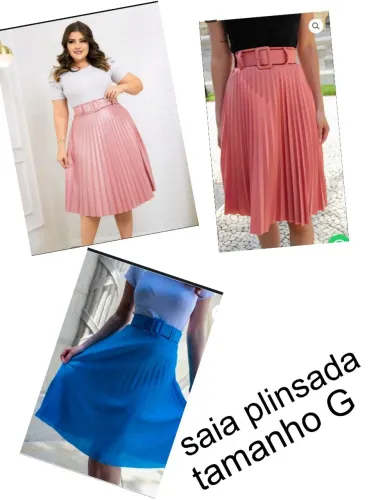 2 Saias plissada com cinto - Tamanho G