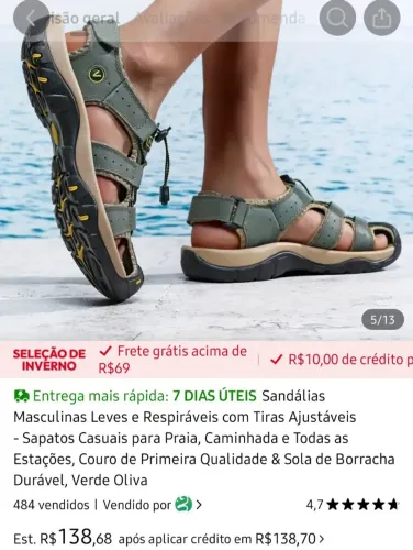 Sandálias Masculinas Leves e Respiráveis - Verde Oliva