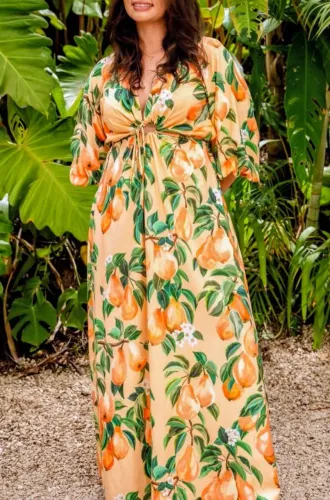 Vestido longo pera chic-Novo-Farm-P