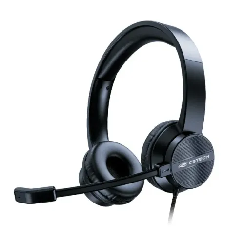 Headset Office C3Tech PH-380BK (Conexão USB) com Redução de Ruído, Função Mudo - WZetta