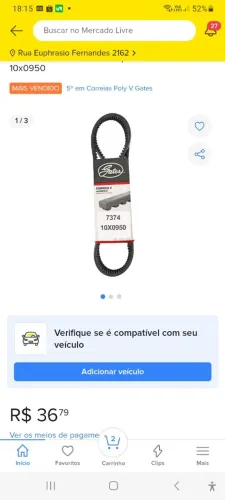 Correia V automotiva 