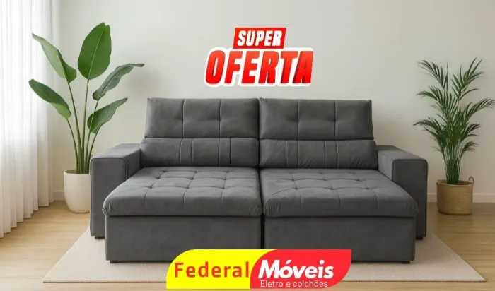 Sofá Retrátil 2 Lugares 2,30m - Beleza e funcionalidade em um só produto!