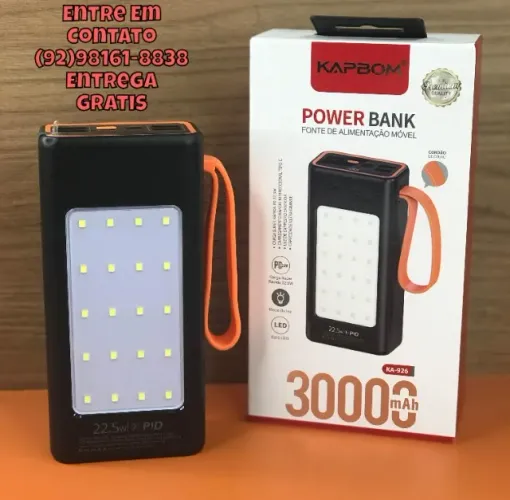 Carregador Portatil Externo Power Bank de 30mah - Entrega das 9 ate as 22hrs
