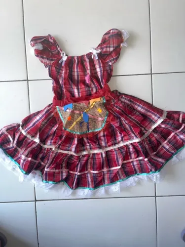Vestido Festa Junina Infantil - Altura 60cm x Cintura 30cm 