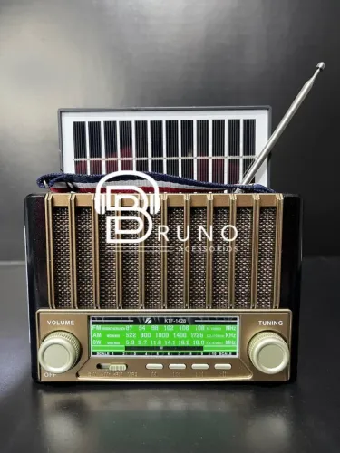 Rádio Recarregável Retro Placa Solar Lanterna Bluetooth Usb<br>