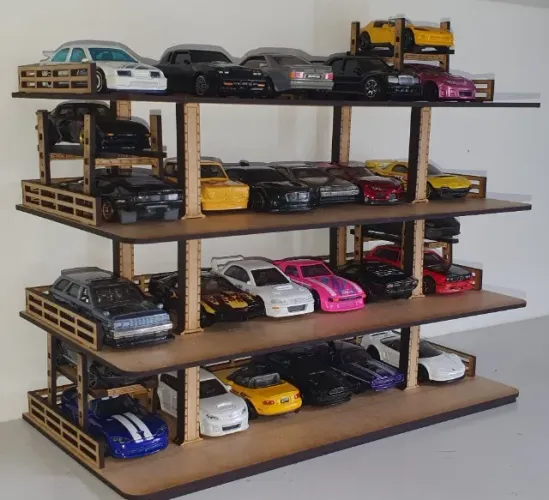 Expositor De Carrinhos Hot Wheels | Estacionamento 4 Andares para 28 carrinhos