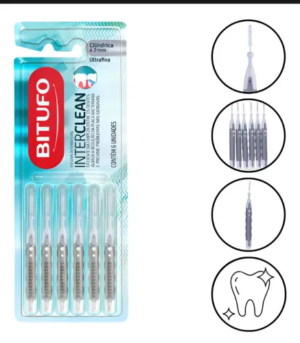 Bitufo Interclean Cilíndrica e Condutor De Fita E Fio Dental Bitufo Passa Fio 30 Unidades