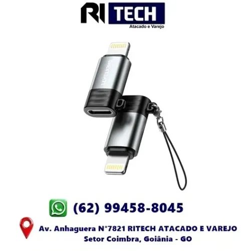 Adaptador Otg Tipo C Femea x iPhone Lightning Macho Chaveiro