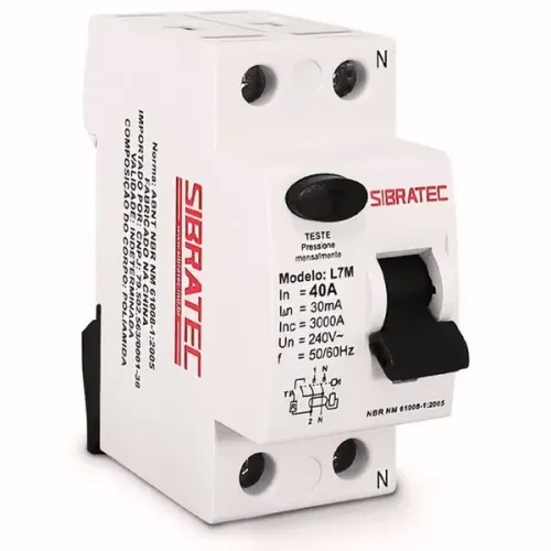 Interruptor Diferencial Residual DR Bipolar 40A | Sensibilidade 30mA