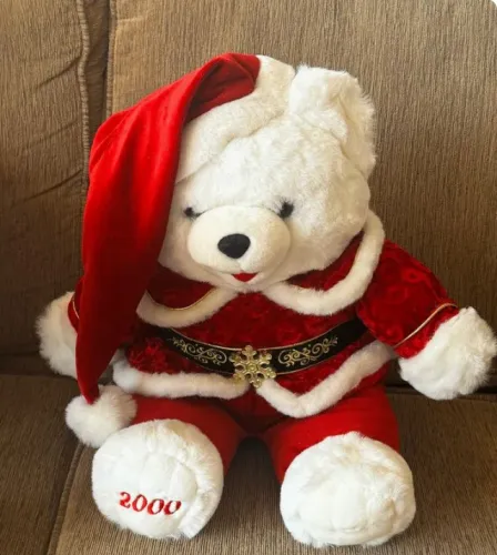 pelúcia natal urso polar papai noel 45cm - snowflake teddy importado original ano 2000