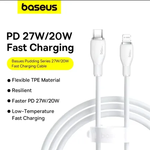 Cabo de carregamento rápido Baseus 27W/20W para iPhone